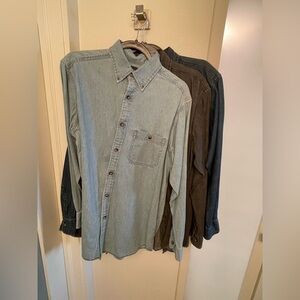 3 Like New Dillards Roundtree & Yorke Denim 3 Shirts